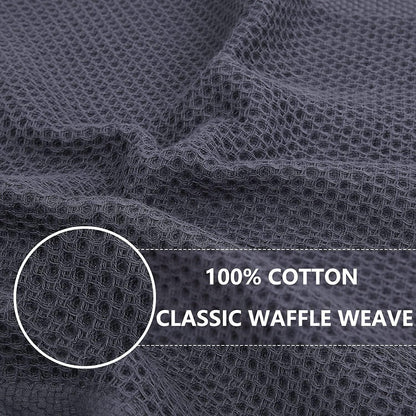 Dark grey 100% cotton kitchen dish cloth with classic waffle weave texture