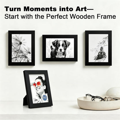 5X7 Solid Wood Picture Frame with Real Glass Cover Black2