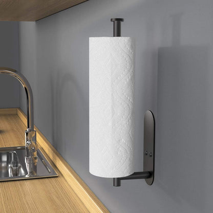 Adhesive Paper Towel Holder under Cabinet Wall Mount for Kitchen Paper Towel, Black Paper Towel Roll Holder Stick to Wall, Stainless Steel（Black）6