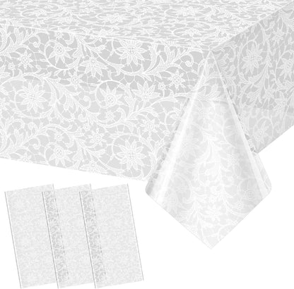 3 Pack White Lace Tablecloth Rectangle Lace Table Cover 54X108 Inch1