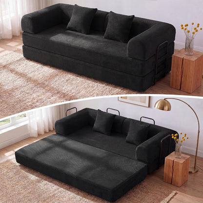 79" Convertible Futon Sofa Bed, Boneless Couch for Living Room1