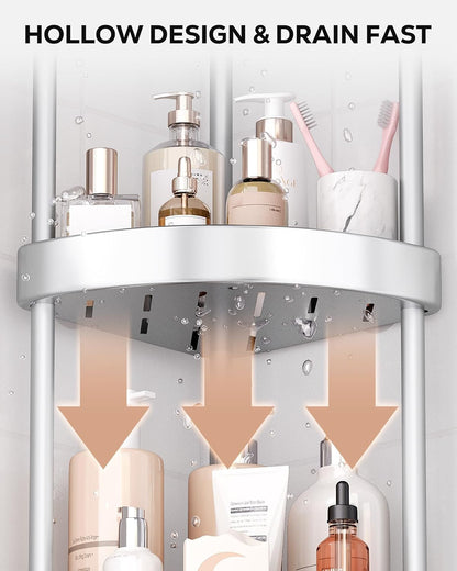 4 Tier Aluminum Corner Shower Caddy Standing Rustproof-Silver8