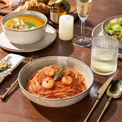 Dinnerware Sets for 8, 32 Pieces Ceramic Plates and Bowls Set5