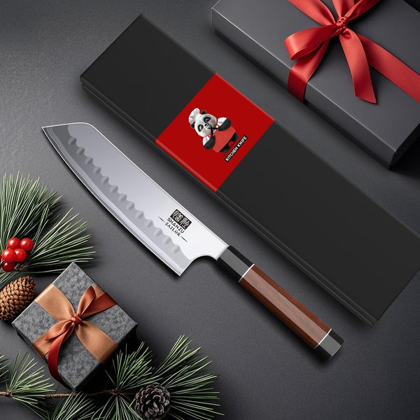 7 Inch Japanese Santoku Knife, 9 Layers 10Cr15Mov High Carbon Steel7