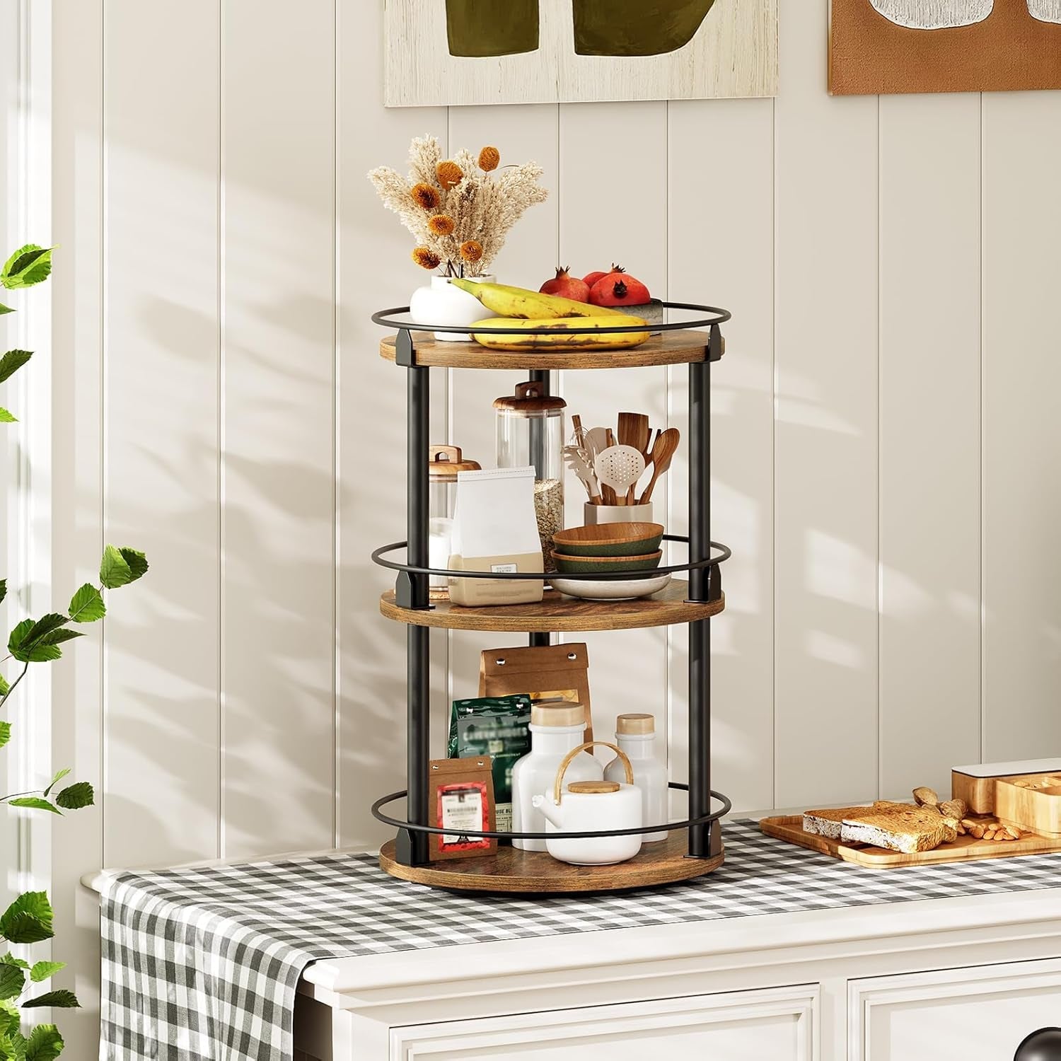 3-tier-lazy-susan-organizer-rotating-spice-rack-spinning-organizer-industrial-turntable-spice-rack-organizer-for-cabinet-kitchen-countertop-pantry-rustic-brown-and-black-sr23br