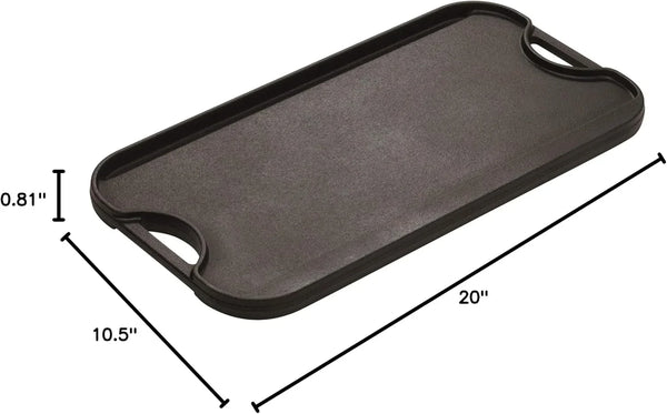 Pro-Grid Reversible Grill/Griddle, Pfas-Free, 20 X 10.5 Inches | Dual-Sided Reversible Cast Iron Grill & Griddle, Double Burner, Even Heat Distribution, Non-Toxic Cookware10