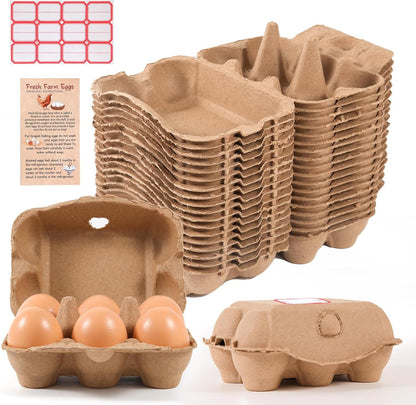 40 Pack Half Dozen Egg Cartons Bulk 6 Count, Empty Natural Paper Pulp Egg Cartons Reusable, Strong Sturdy Design Made from Natural Cardboard1