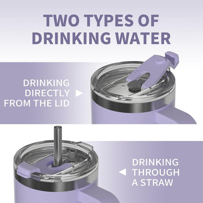 40 Oz Tumbler with Handle,Tumbler with Lid and Straw,Double Wall Insulated Cup Stainless Steel Travel Mug(Cold for 34 Hours),Water Bottle for Iced Tea,Coffee,Cold Beverages(Purple)4