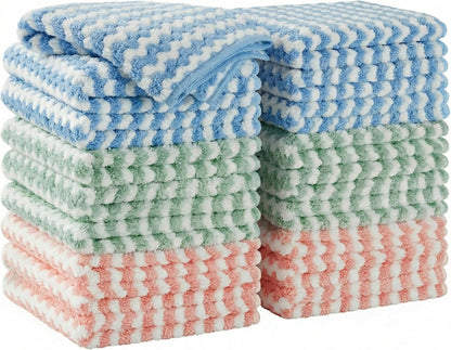 18 Pack Microfiber Cleaning Cloth, Kitchen Towels for Dish Drying Washing, Absorbent Streak Free Lint Free Rags for Cleaning, Reusable and Washable Towels - 10" X 10"1