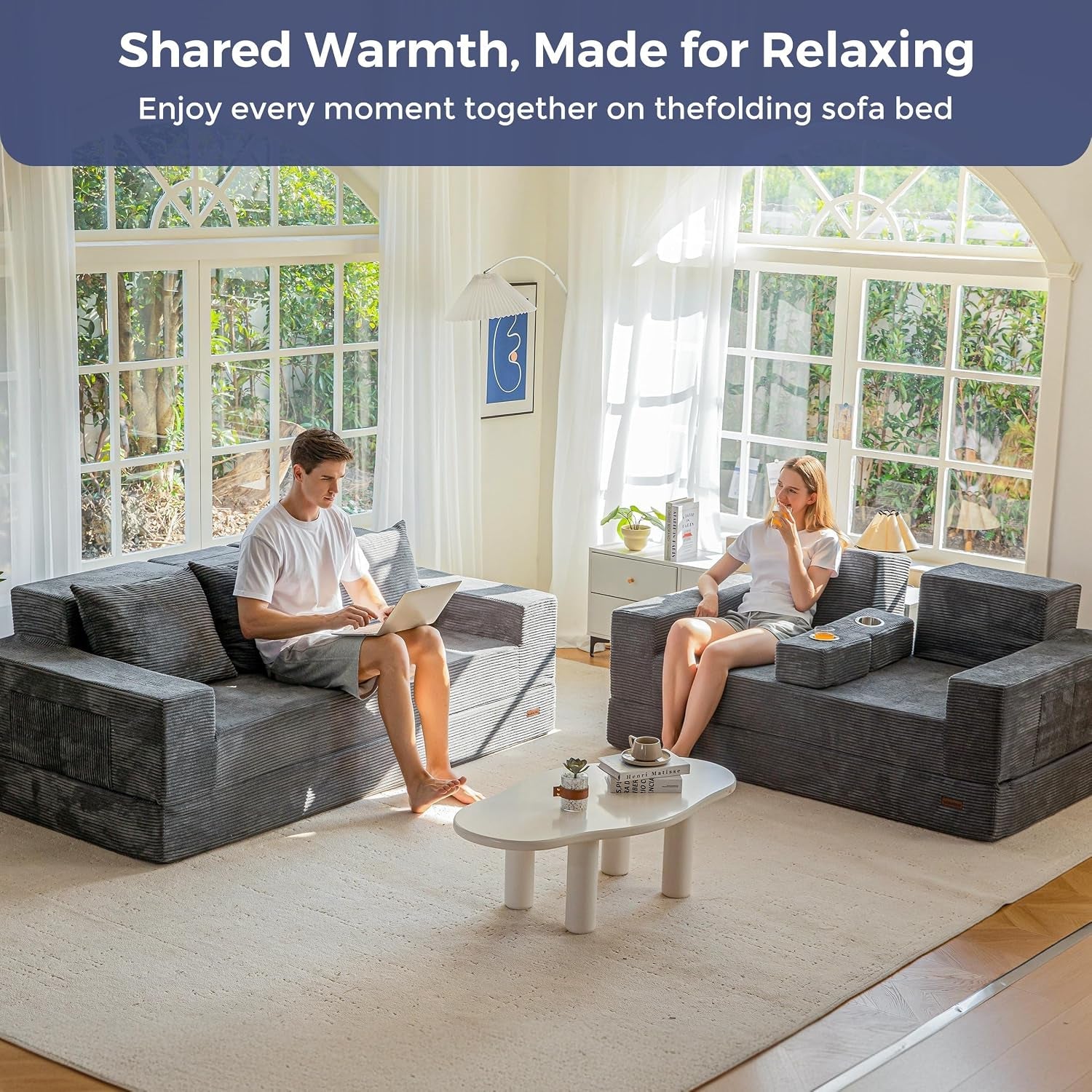 sofa-bed-64-inch-boneless-loveseat-with-2-cup-holders