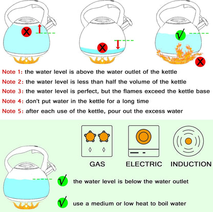 Whistling Tea Kettle for Stove Top, 3.2QT/3L Stainless Steel Tea Kettle | Black Tea Pot with Wood Pattern Handle, Unique Button Control Kettle Outlet, for Boiling Water Coffee or Milk5