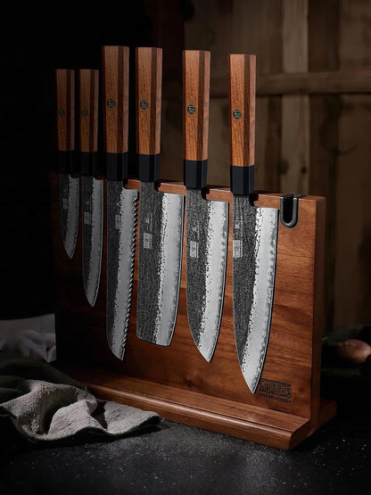 7 Pcs Knife Set with Magnetic Knife Block, Ultra Sharp Knife Set7
