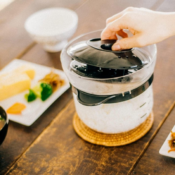 XRCN-2-B Glass Microwave Rice Pot, 1 to 2 Cups, for Microwaves, Black, 1 to 2 Cups, Made in Japan6