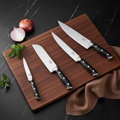 15‑Pcs Knife Block Set, High Carbon Steel, Black Pro | Built‑In Sharpener, Dishwasher‑Safe Knives, Full‑Tang Triple‑Rivet, Varnished Hardwood Block for Improved Moisture Resistance5