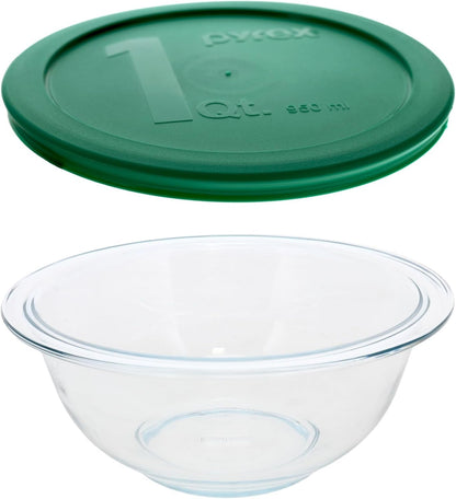322 1-Quart Glass Mixing Bowl with 322-PC Green Lid - Made in USA2