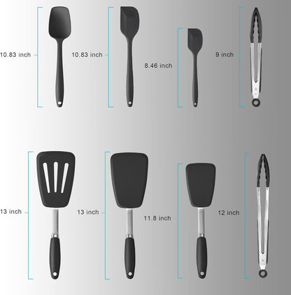 5-Piece Silicone Spatulas Set with Tongs, 446°F Heat Resistant, Black2