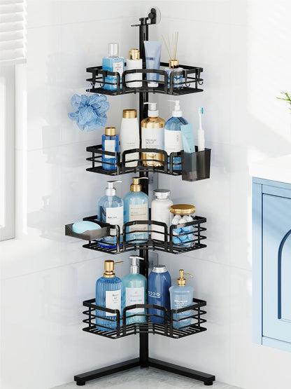 Corner Shower Caddy Stand - 4-Tier Adjustable Shower Shelves, Black1