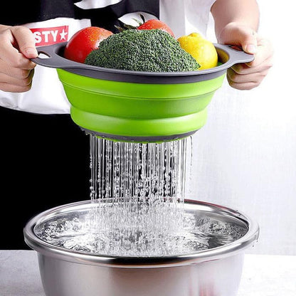 2 Pack Collapsible Colander Set,  Foldable Collapsible Strainers for Kitchen, Small round Colander with Base and Handles for Pasta, Fruit, Vegetables – Space-Saving Kitchen Strainer Baskets2