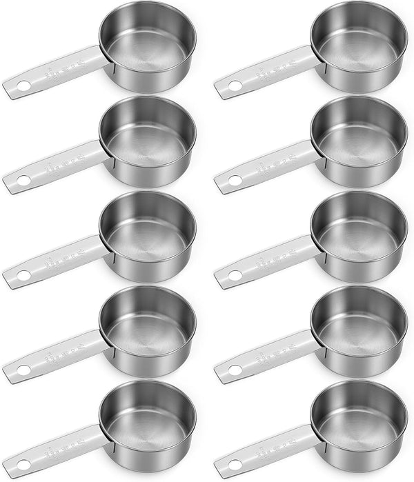 10 Pcs 1/4 Cup Scoop, 60Ml/2Oz Stainless Steel Measuring Spoons Metal Measuring Cups with Ergonomic Handles for Dry Liquid Ingredients Precise Baking Cooking Kitchen Tools, Dishwasher Safe​​1