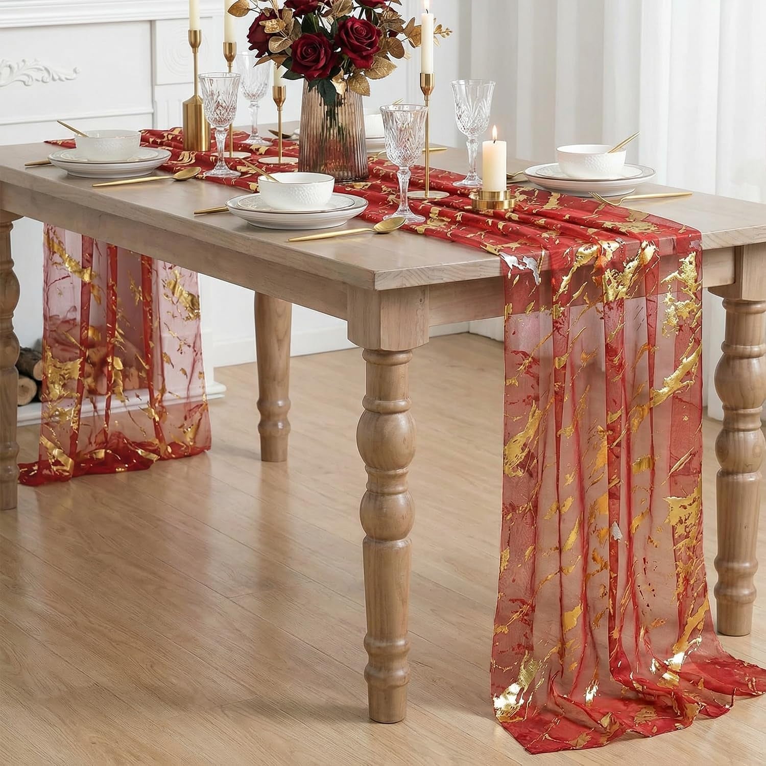 marble-pattern-red-gauze-table-runner-10ft-glitter-metallic-foil-sheer-dining-wedding-anniversary-birthday-table-decor-for-home-party