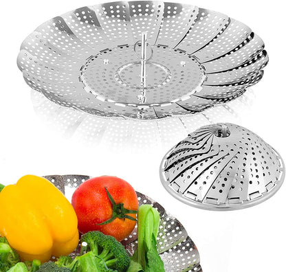 Vegetable Steamer Basket, Premium Stainless Steel Veggie Steamer Basket - Folding Expandable Steamers to Fits Various Size Pot Small by  (5.5" to 9.2")1