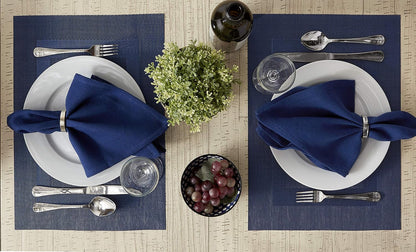 PVC Tabletop Collection Woven Indoor/Outdoor, Placemat Set, 13X17.25, Nautical Blue, 6 Piece4