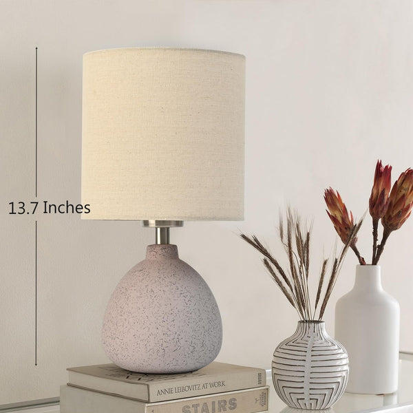 Earth Brown Rustic Ceramic Table Lamp Set of 2, Small Table Lamp Farmhouse Rustic Lamp Set Bedside Table Lamps for Bedroom Nightstand Side Table Lamps for Living Room, 13.7IN5