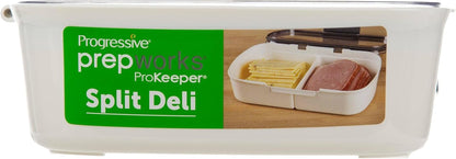 Split Deli Food Storage Container with Air-Tight Silicone Seal and Dry Erase Compatible Lid, 11.756