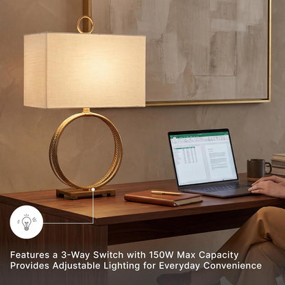 Signature Design by Ashley Table Lamp, 28 Inch, Gold, Rectangle Shade5