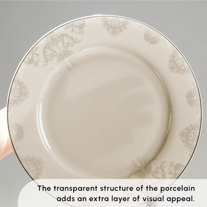 Siena 53-Piece Porcelain Plates and Bowls Set with Dinner & Dessert Plates, Shakers - Bone China Dishware Sets - Kitchen Dinnerware Set for 12 People4
