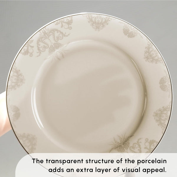 Siena 53-Piece Porcelain Plates and Bowls Set with Dinner & Dessert Plates, Shakers - Bone China Dishware Sets - Kitchen Dinnerware Set for 12 People4