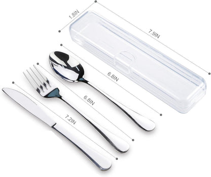 Travel Utensils with Case, Stainless Steel Reusable Portable Utensils Set with Case,  Travel Silverware Set4