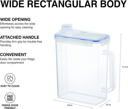 Aqua Fridge Door Water Jug | Clear Pitcher | BPA Free Plastic Pitcher with Lid | 1 Gallon Pitcher with Lid for Water, Juice, Tea & More Beverages, Clear3
