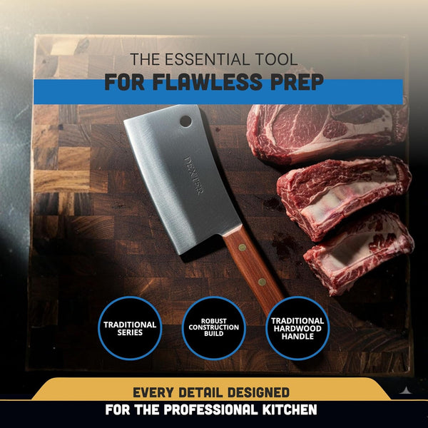 '-Russell S5288 8-Inch Heavy Duty Cleaver Knife, Traditional Series Professional Butcher and Chef Cleaver, High-Carbon Stainless Steel Blade with Riveted Rosewood Handle, USA Made7