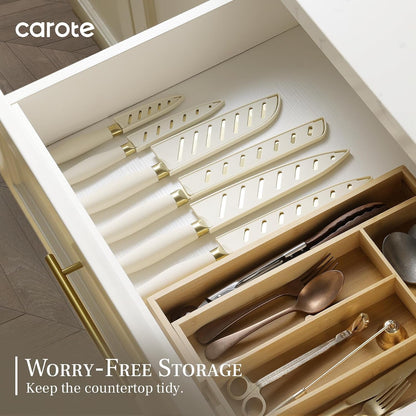 Kitchen Knife Set, 6 Gold Knives with 6 Blade Guards, 12-Piece6