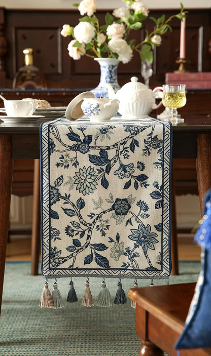 Designer French Linen Small Table Runner,63"X12"-Suqing A7