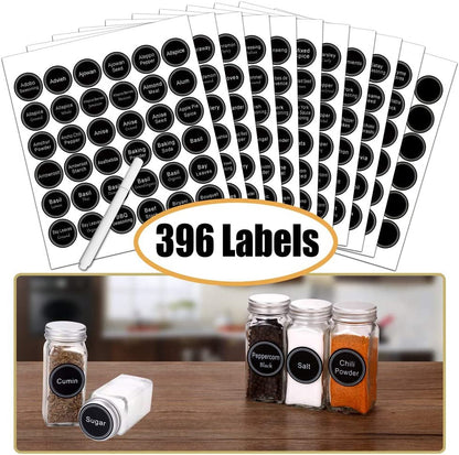 Spice Rack Organizer with 36 Spice Jars 4 Oz, 396 Spice Labels3
