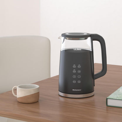 1.7L Dual-Wall Cool-Touch Tea Kettle, Touchscreen, Black | Borosilicate Glass, 304 Stainless Steel Interior, Programmed Digital Keep Warm, Auto off & Audible Indicator2