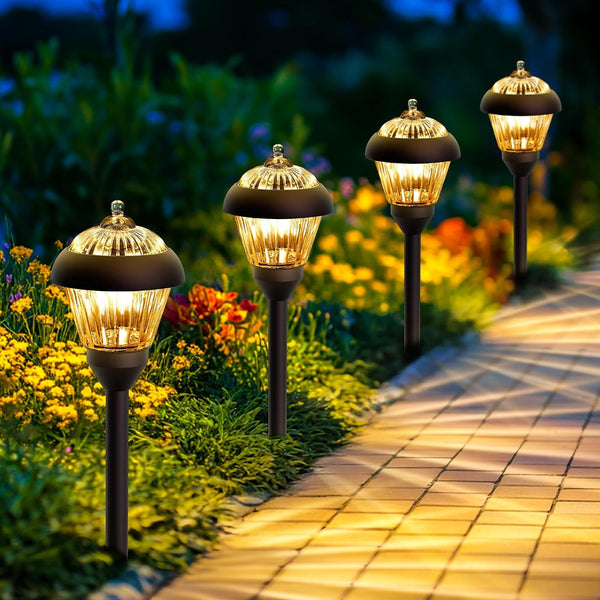 Solar Pathway Lights, Glass & Metal Bronze Design 2 Brightness Modes1
