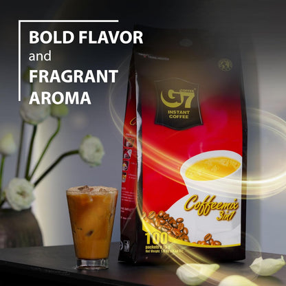 Trung Nguyen G7 Instant Coffee - 3-In-1 with NANO+ Technology, Roasted Ground Blend, Non-Dairy Creamer & Sugar (100 Sticks)5