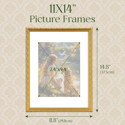 11X14 Picture Frame,Ornate Vintage 11X14 Photo Frame,Gold,1 Pack2
