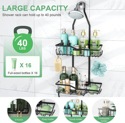 Shower Caddy Hanging,Rustproof Anti-Swing Shower Organizer3