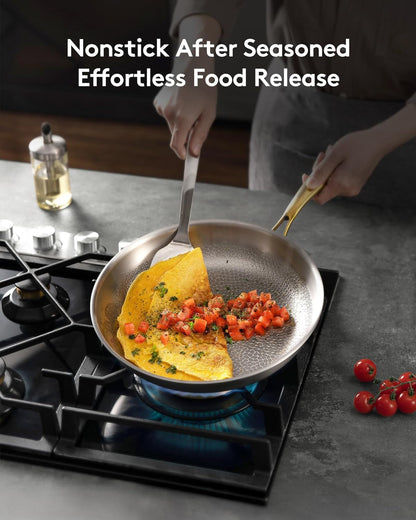Titanium Pans for Cooking, Ø12In with Lid, Au Grantin Pan | Hammered Chef-Grade Design | Pfas/Pfoa/Ptfe-Free | Induction, Dishwasher & Oven-Safe4