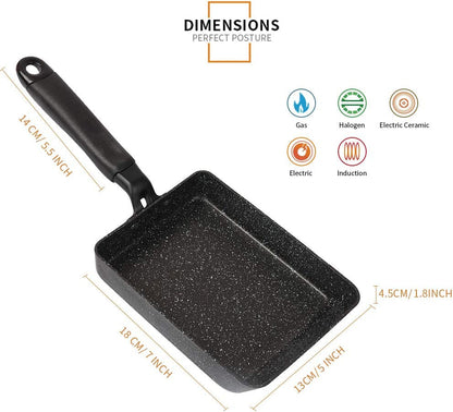Tamagoyaki Pan, Japanese Omelette Pan Nonstick with Silicone Spatula, Square Egg Pan 7 X 5 Inches, Black5