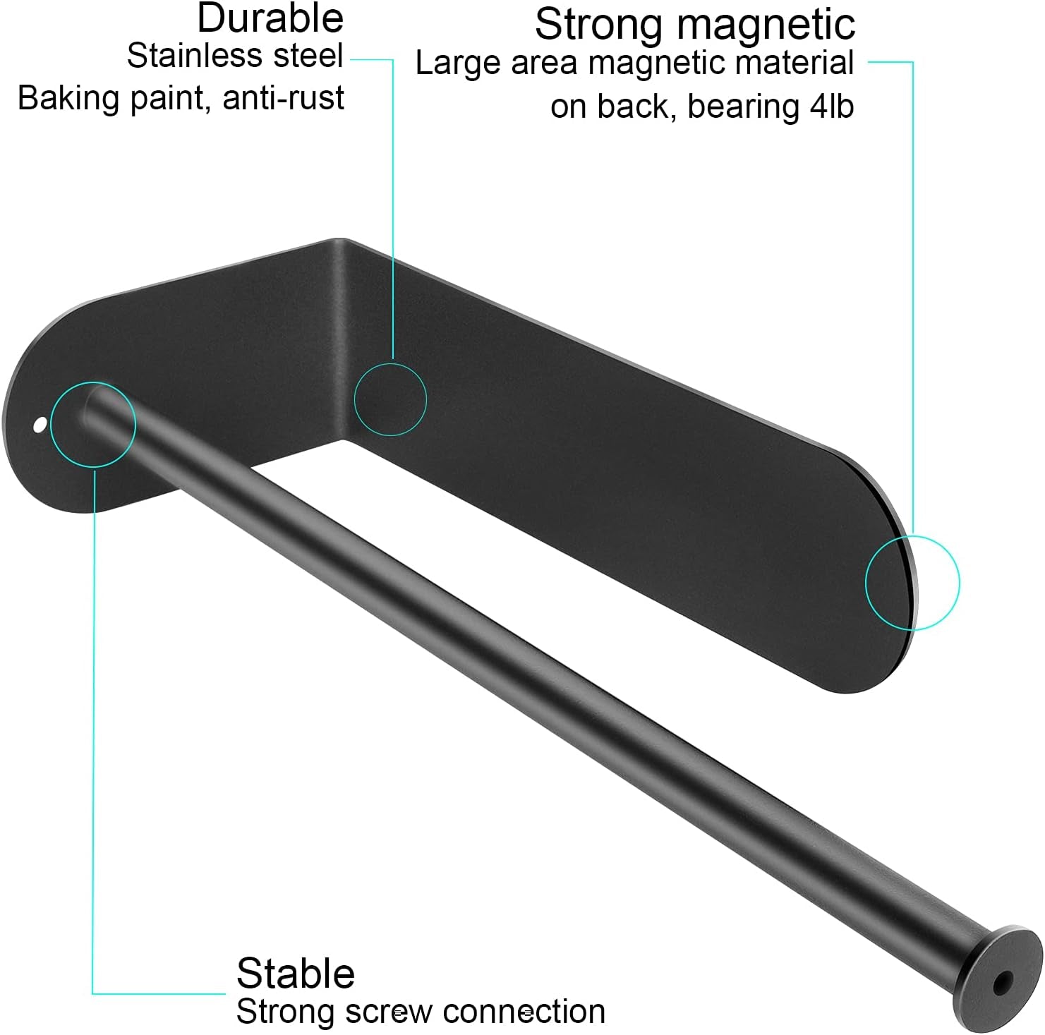 kitchen-magnetic-stainless-steel-paper-towel-holder-for-refrigerator-grill-toolbox-magnetic-30cm-black-b