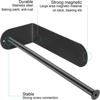 Kitchen Magnetic Stainless Steel Paper Towel Holder for Refrigerator, Grill, Toolbox (Magnetic-30Cm-Black-B)2