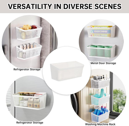 2Pcs Magnetic Spice Rack for Refrigerator, White Magnetic Shelves5