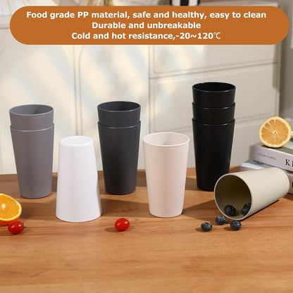 24 Pcs Unbreakable Plastic Cups Set, 20 Oz Reusable Plastic Cups, Stackable Drinking Cup for Kitchen, Outdoor, Bpa-Free, Dishwasher Refrigerator and Microwave Safe (20 Oz, 6 Colors)4