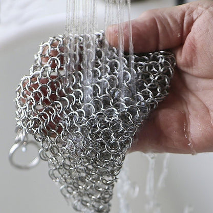 8"X6" Cast Iron Scrubber Stainless Steel Chainmail Cleaner for Pre-Seasoned Pans, Griddles, BBQ Grill and Pot Cookware Cleaning5