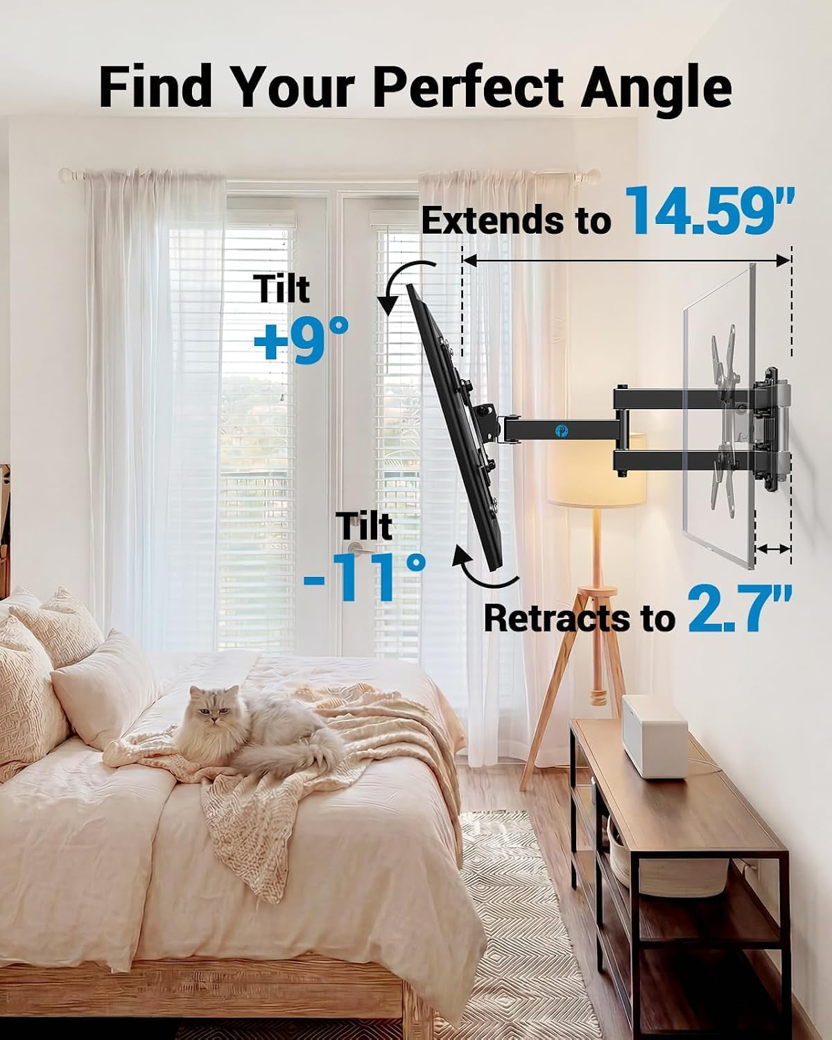 full-motion-tv-wall-mount-for-echo-show-21-15-and-13-43-inch-flat-curved-screen-tvs-monitors-max-vesa-200x200mm-up-to-44lbs-tv-mount-wall-bracket-with-rotation-swivel-tilt-extension
